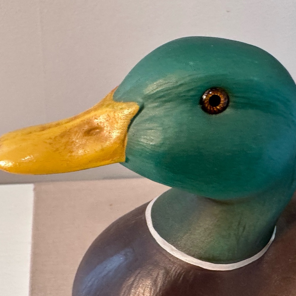 Handcrafted Ceramic Mallard Duck Sculpture - Green and Brown - Picture 4 of 13